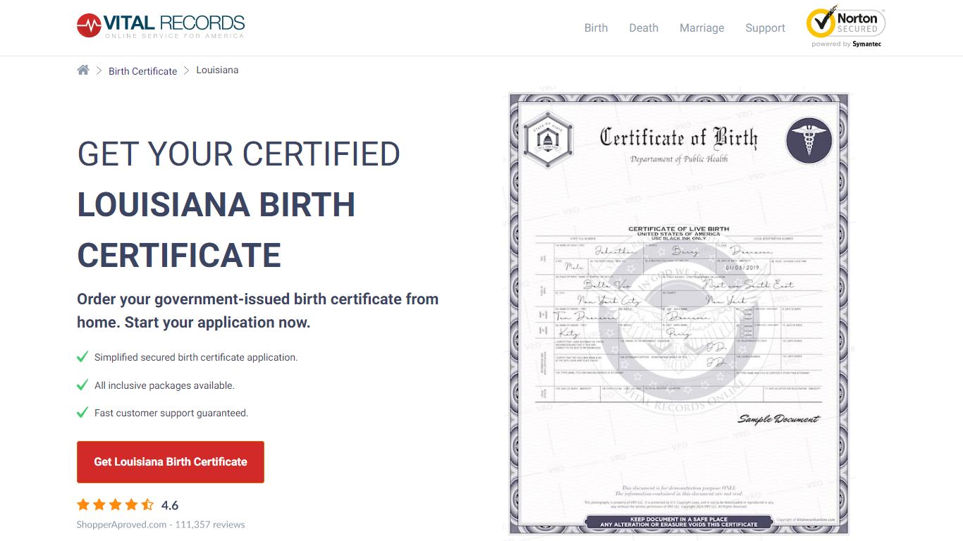 Official Louisiana Birth Certificate | Birth Records Copy